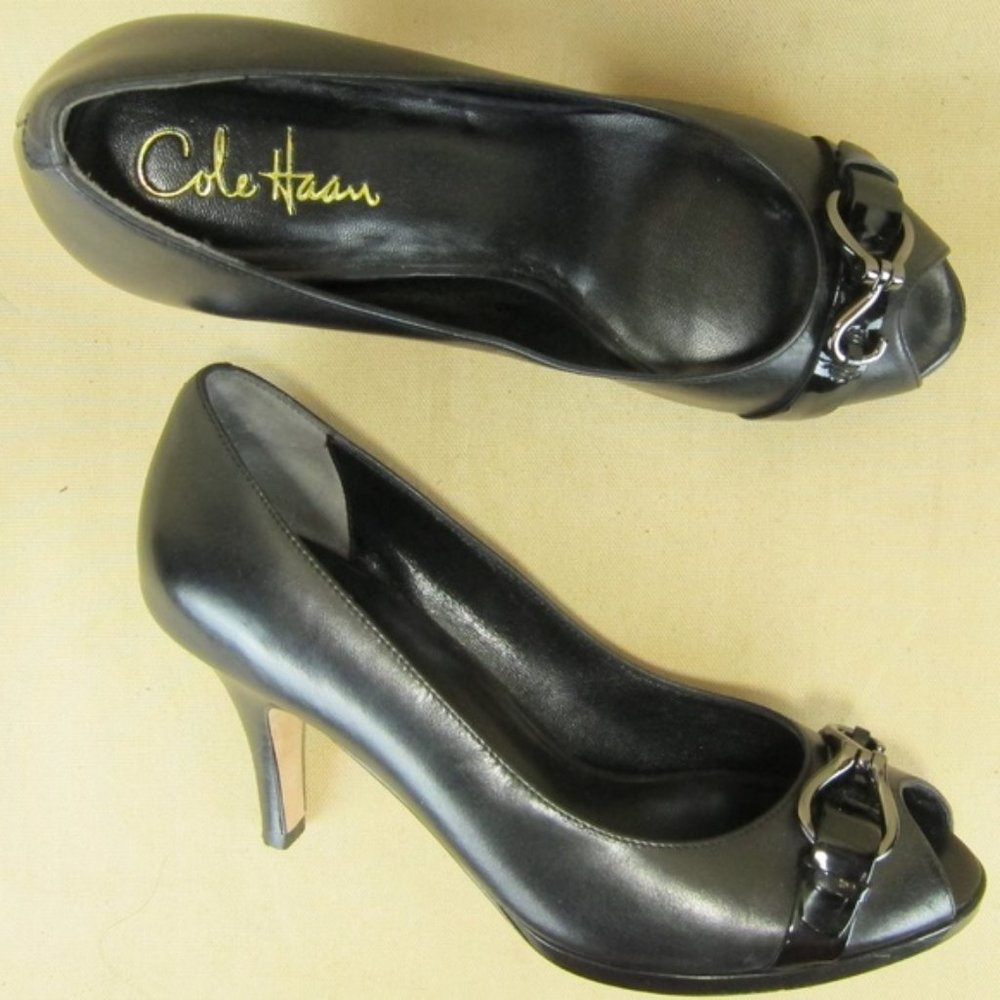 Cole Haan Black PeepToe Pumps w/ Nike Air Sole -7
